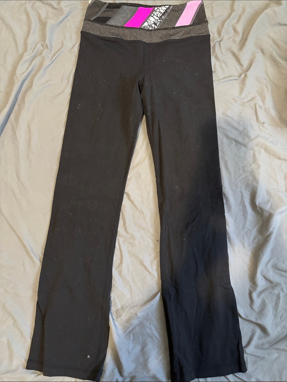lululemon athletica Black Leggings with Pink & Purple Waistband
